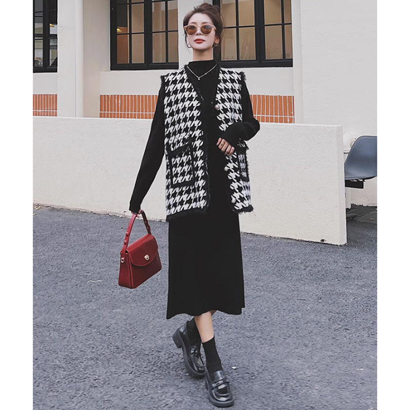 リブニットワンピース×ベスト(5design)