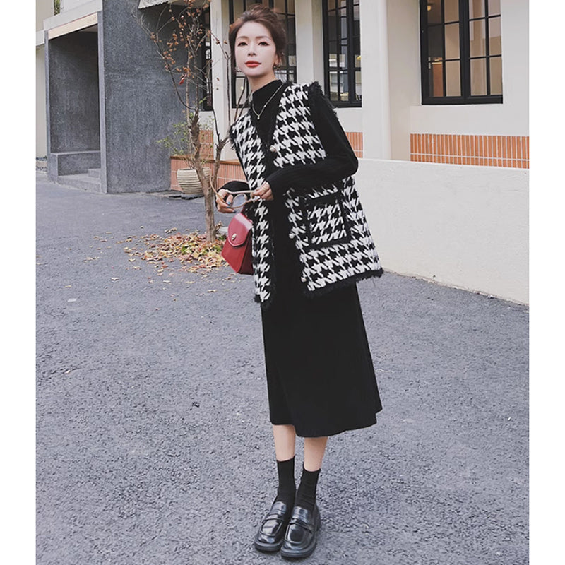 リブニットワンピース×ベスト(5design)