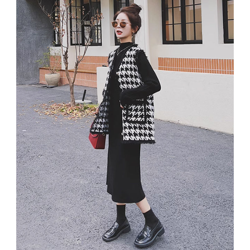 リブニットワンピース×ベスト(5design)