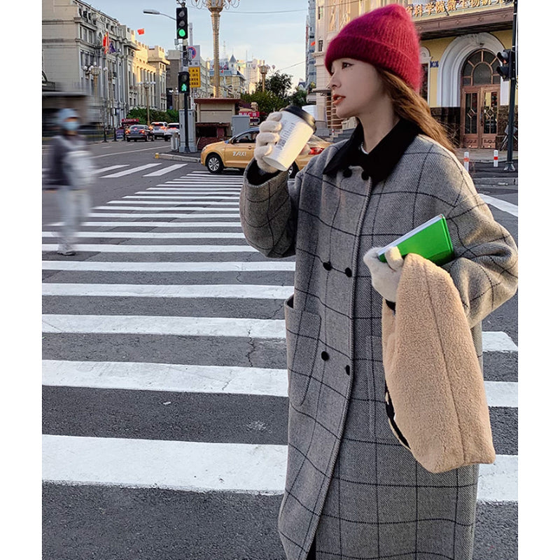 ロングチェックコート