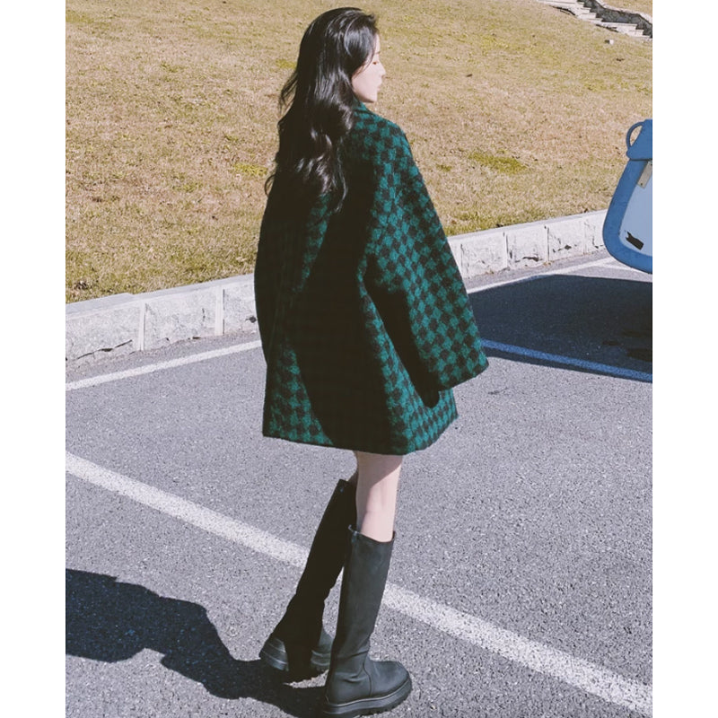 ダイヤモンドチェックチェスターコート(2colors)