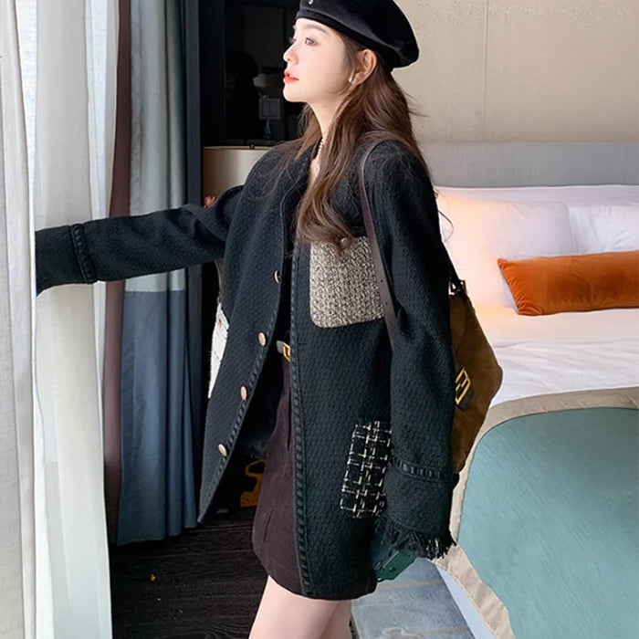 ツイードポケットミディ丈コート