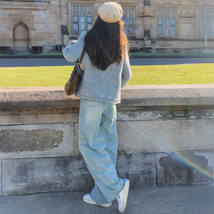 ラウンドネックツイードジャケット