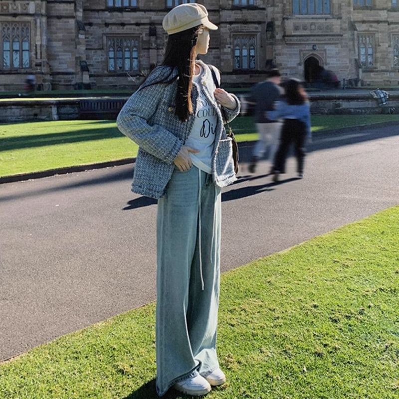 ラウンドネックツイードジャケット