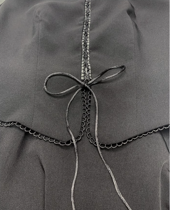 パフスリーブブラウスコンビレースアップロングワンピース