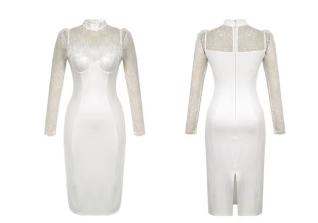 シアーコンビフェザードッキングペンシルワンピース(2colors)