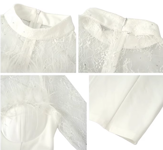 シアーコンビフェザードッキングペンシルワンピース(2colors)