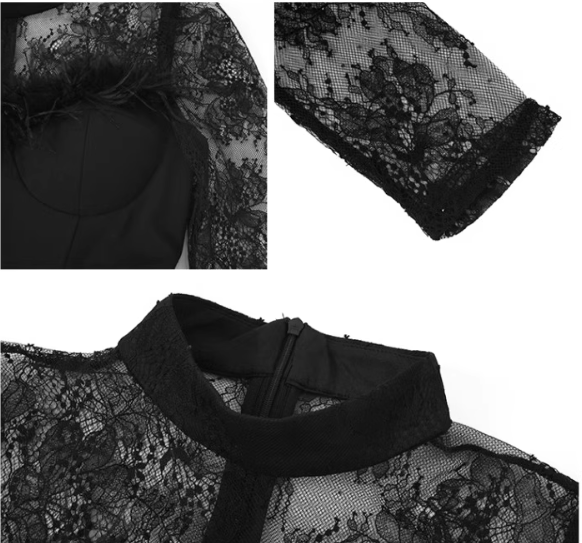 シアーコンビフェザードッキングペンシルワンピース(2colors)