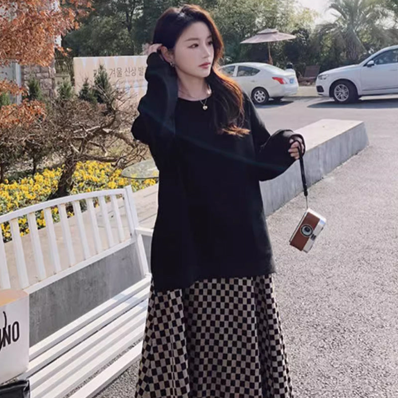 ブロックチェックスカートワンピース