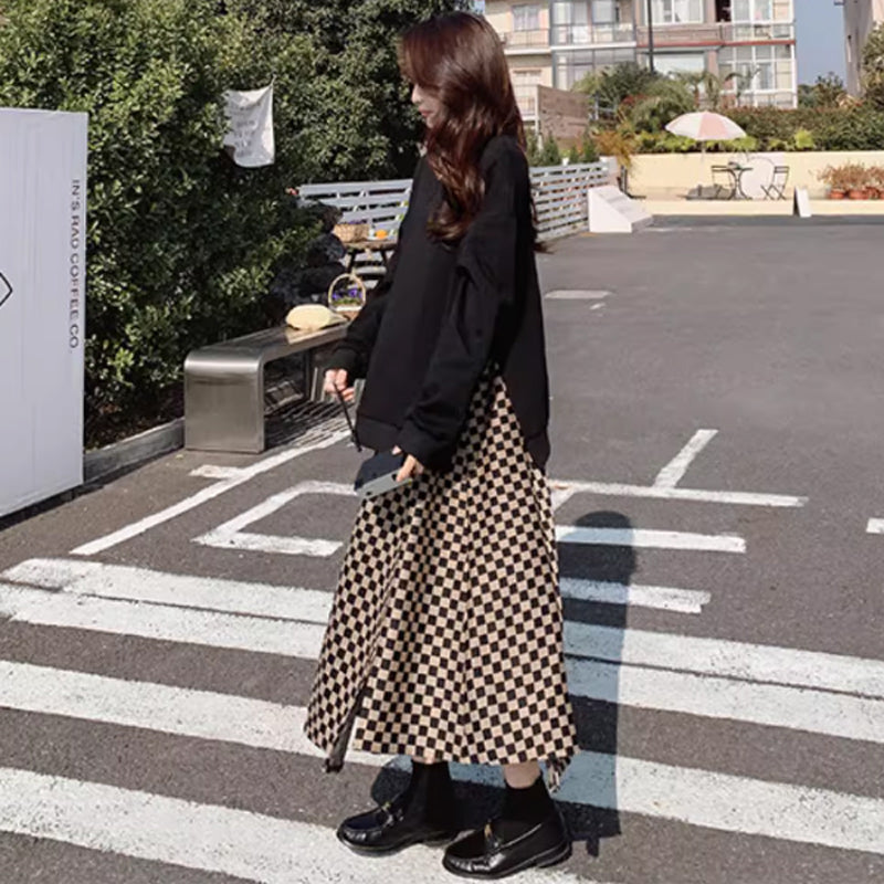 ブロックチェックスカートワンピース