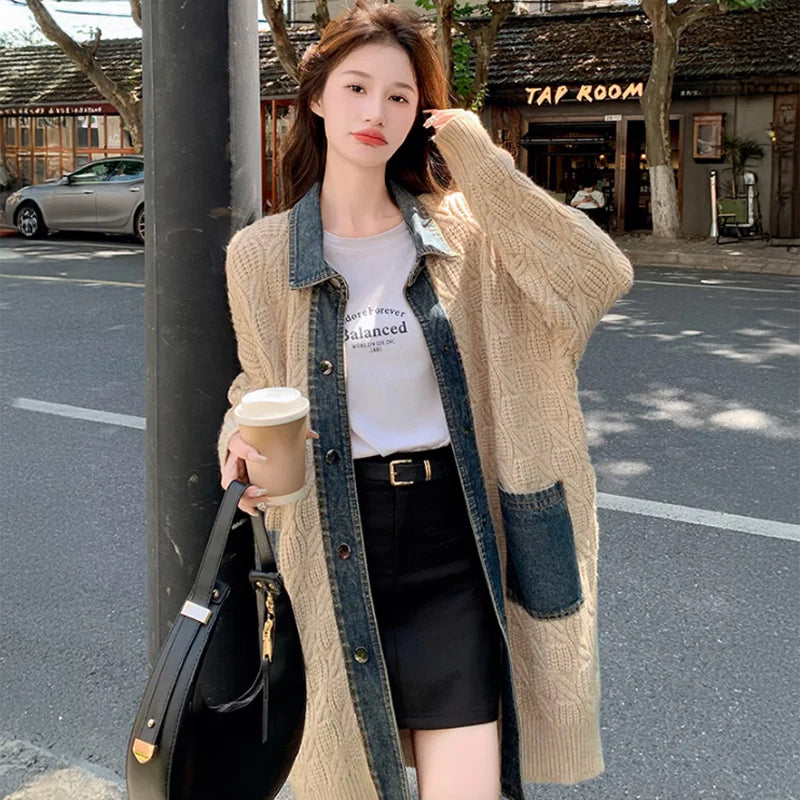 デニムMIXカラーニットコーディガン