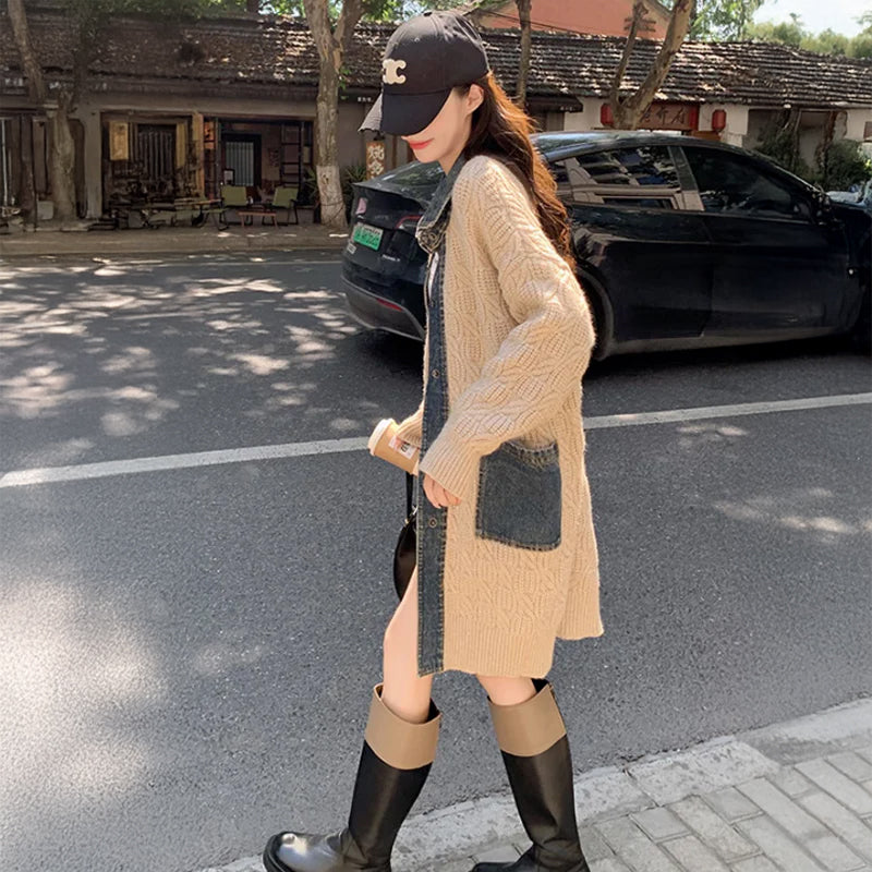 デニムMIXカラーニットコーディガン