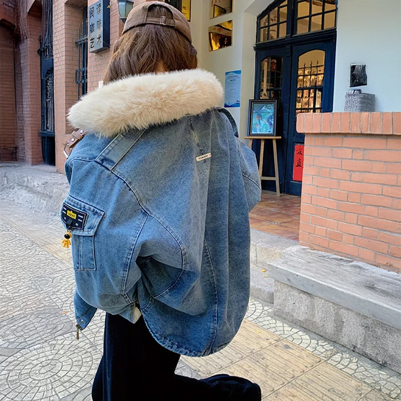 裏フリースデニムジャケット