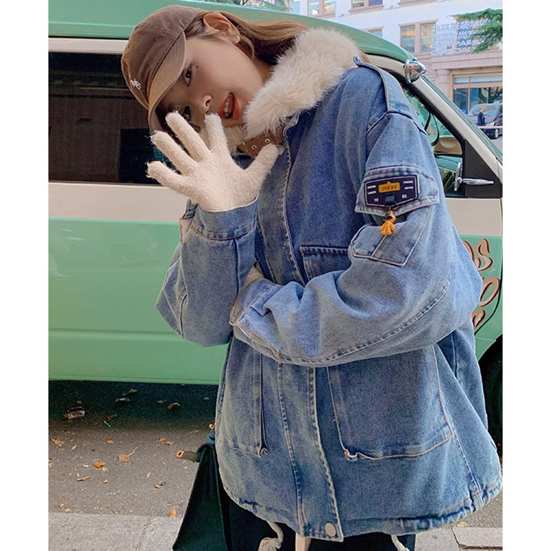 裏フリースデニムジャケット