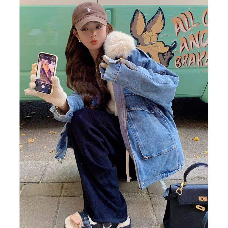 裏フリースデニムジャケット