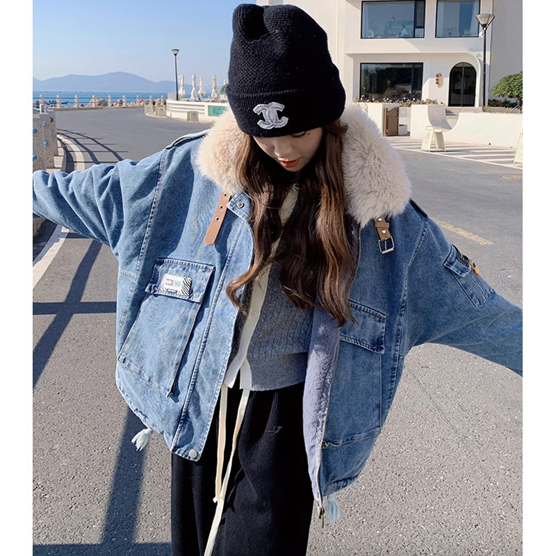 裏フリースデニムジャケット