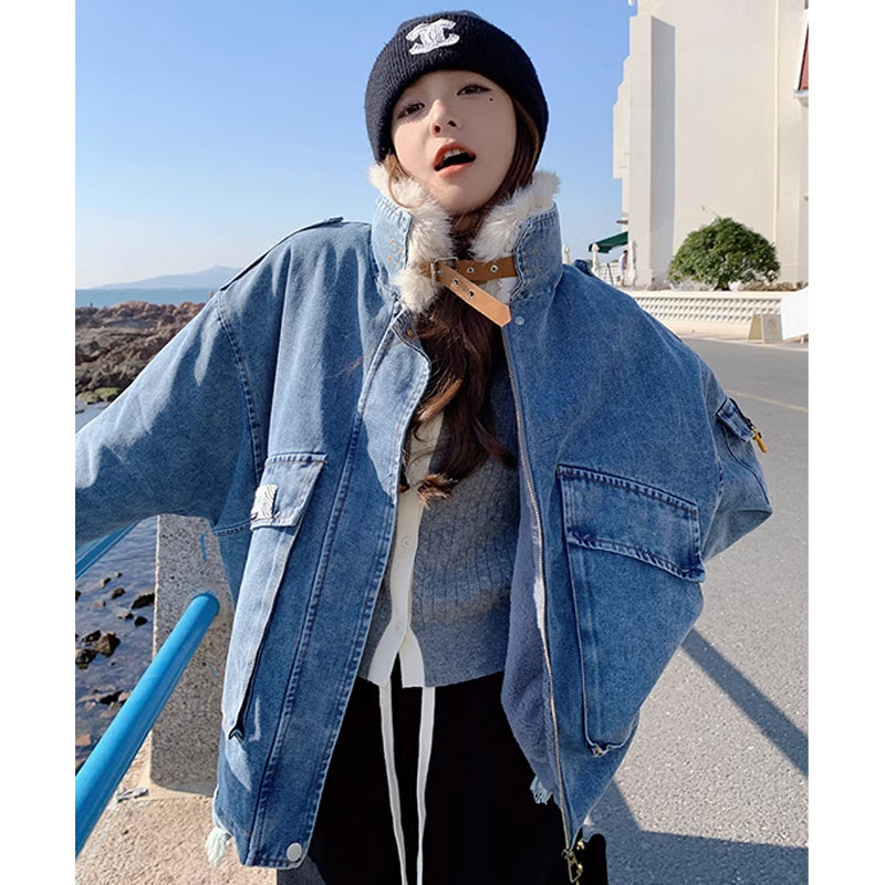 裏フリースデニムジャケット