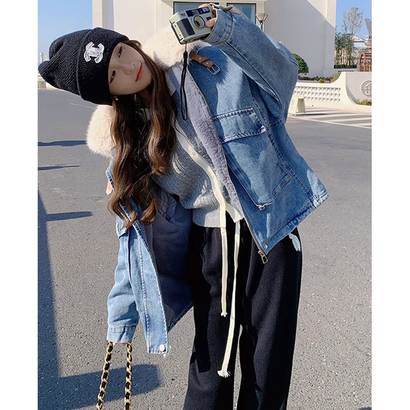 裏フリースデニムジャケット