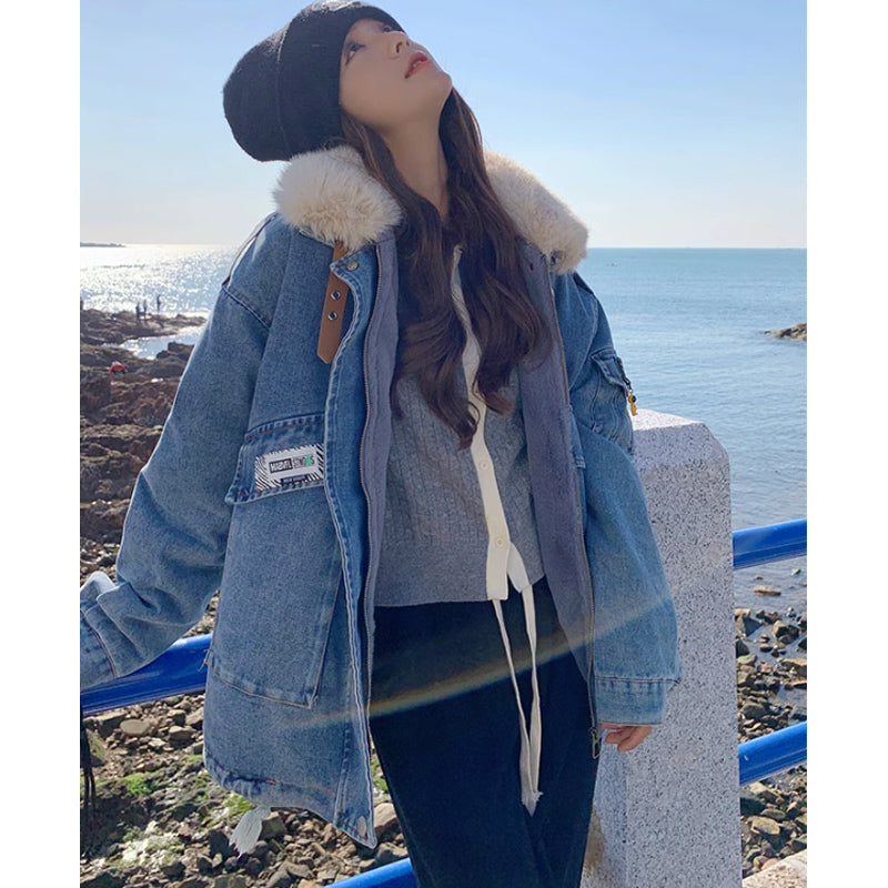 裏フリースデニムジャケット