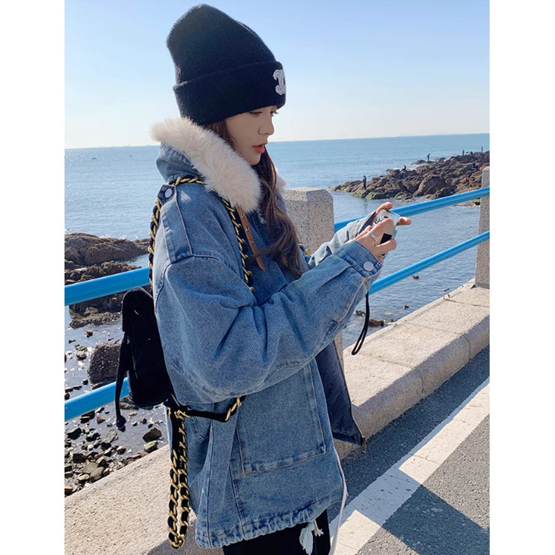 裏フリースデニムジャケット