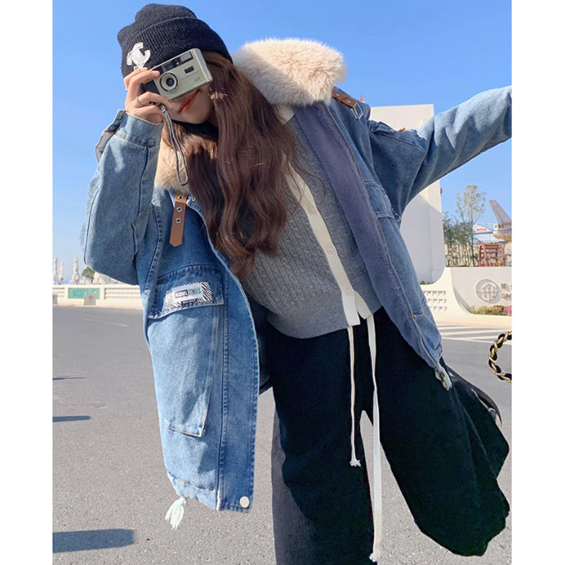 裏フリースデニムジャケット