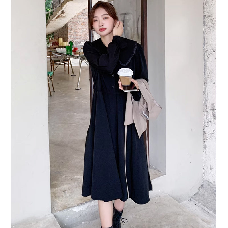 カシュクールベスト×ラウンドカラーワンピース