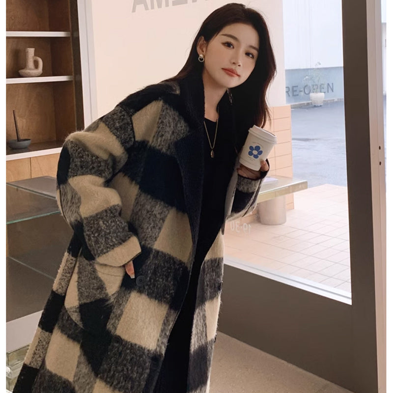 リバーシブルブラックチェックコート