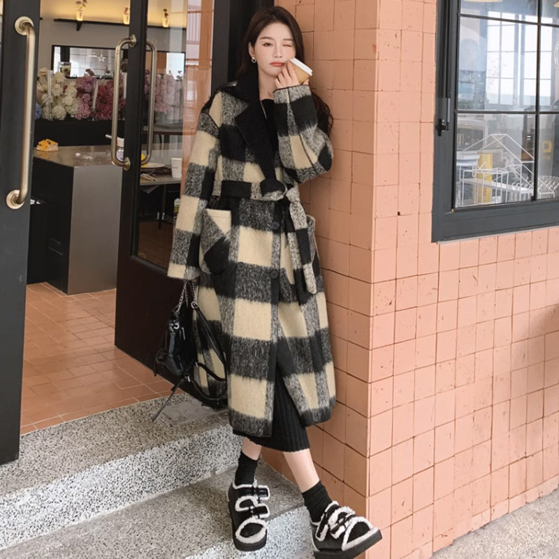 リバーシブルブロックチェックコート