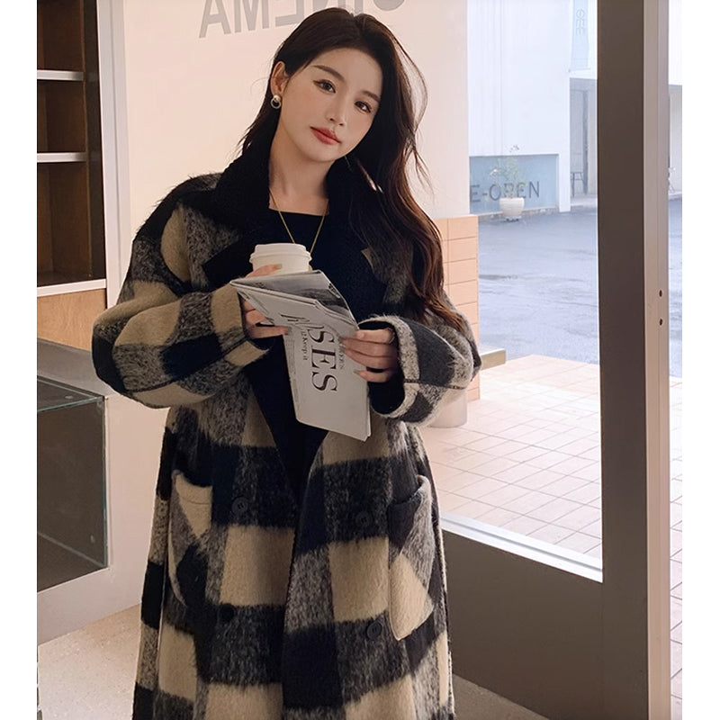 リバーシブルブラックチェックコート