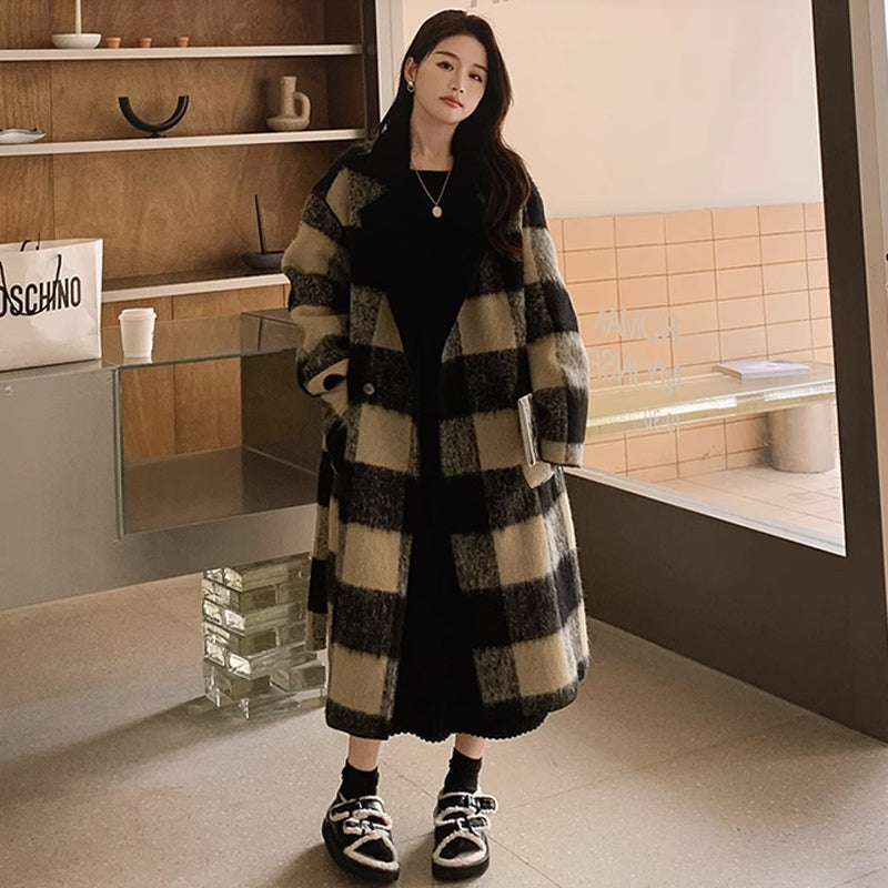 リバーシブルブラックチェックコート