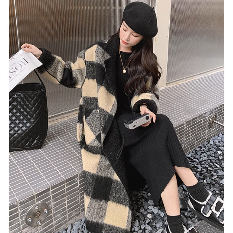 リバーシブルブラックチェックコート