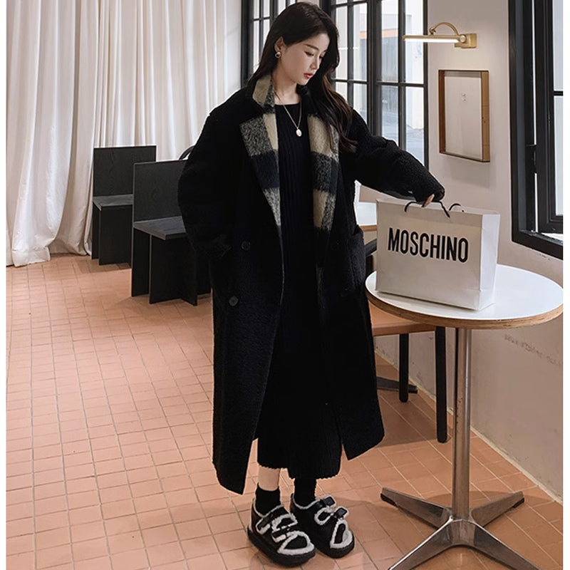 リバーシブルブラックチェックコート