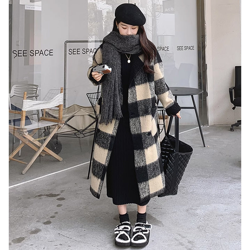 リバーシブルブラックチェックコート