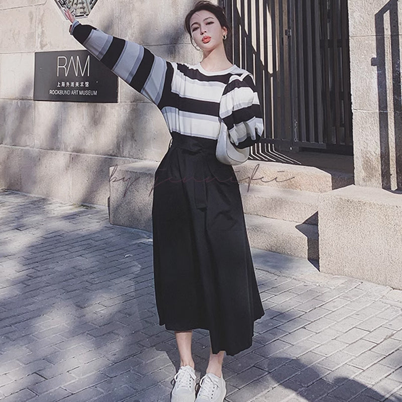 カジュアルボーダートップワンピース