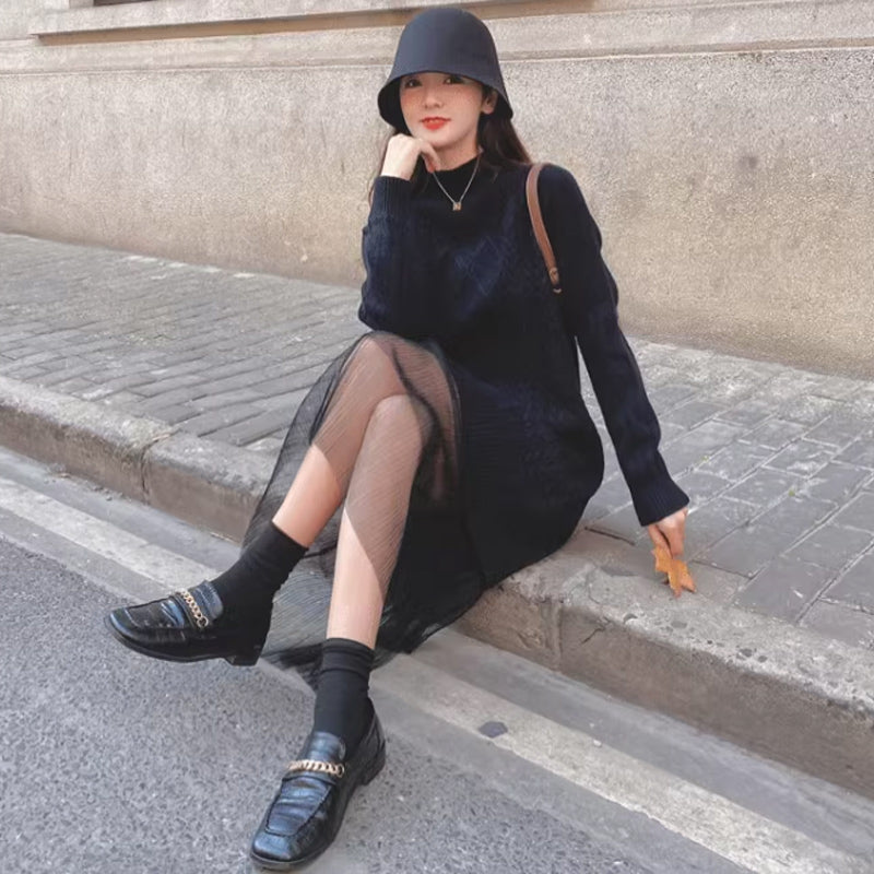 裾ティアードケーブルニットワンピース(3colors)