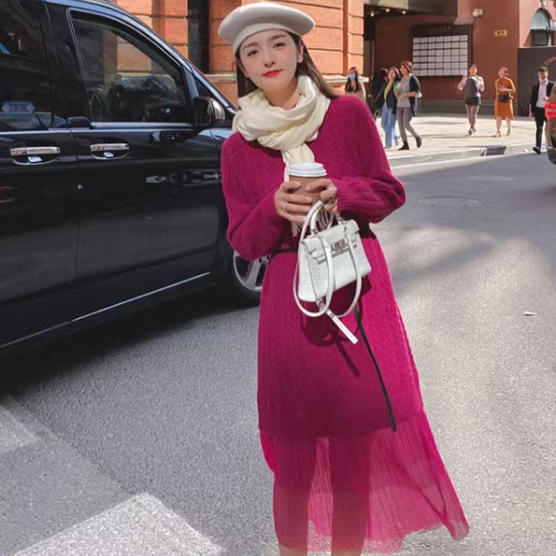 裾ティアードケーブルニットワンピース(3colors)