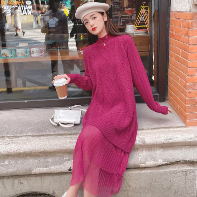 裾ティアードケーブルニットワンピース(3colors)