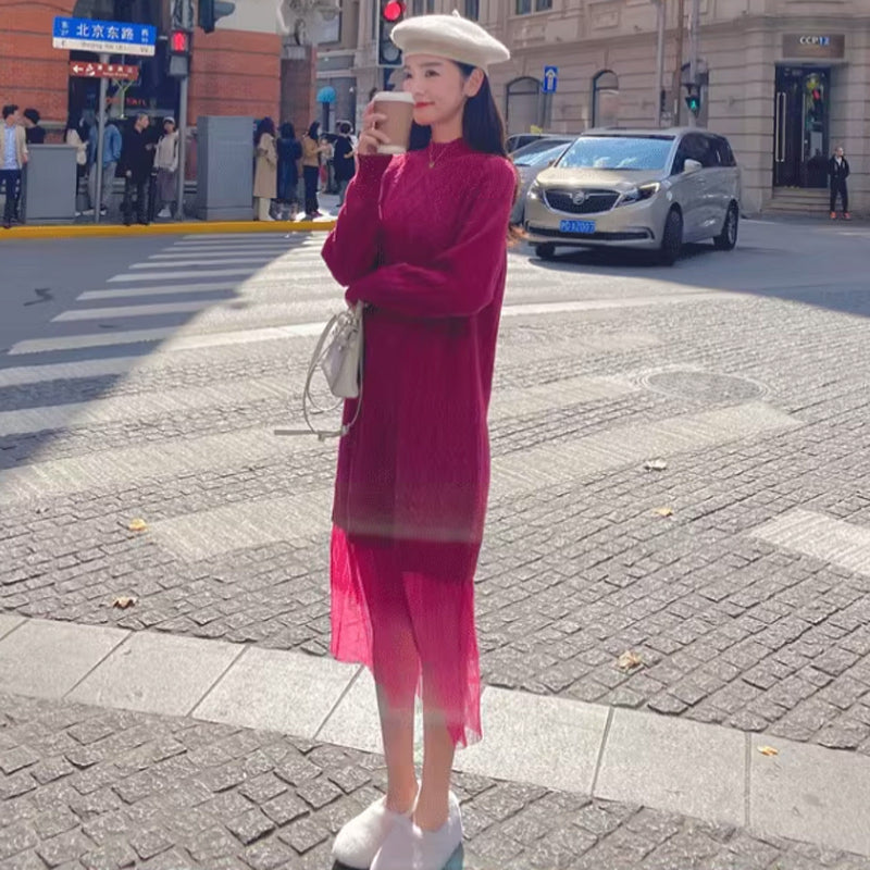 裾ティアードケーブルニットワンピース(3colors)