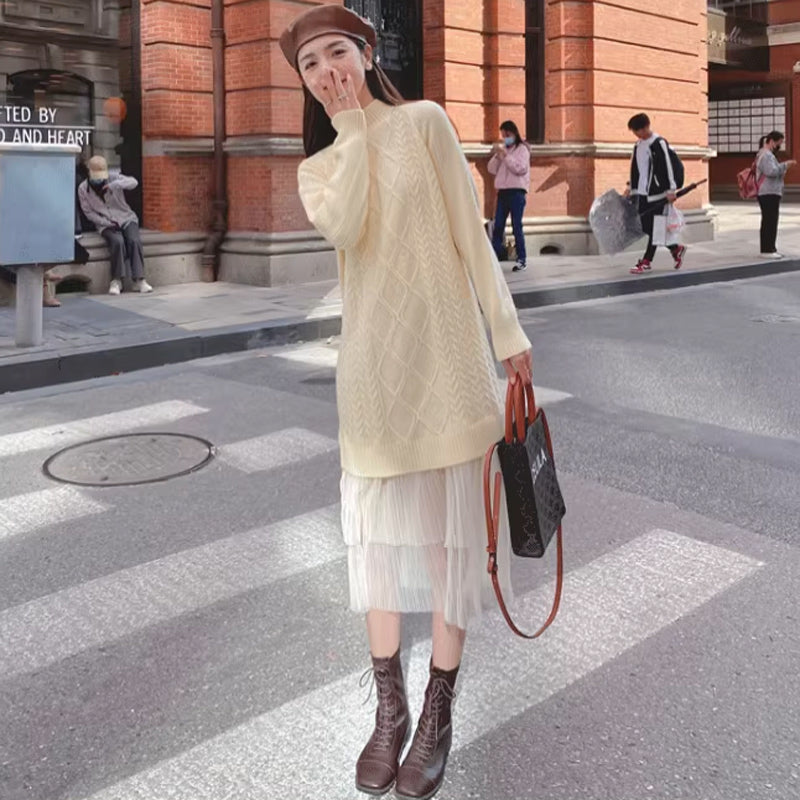 裾ティアードケーブルニットワンピース(3colors)