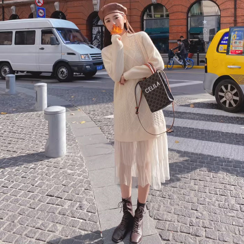 裾ティアードケーブルニットワンピース(3colors)