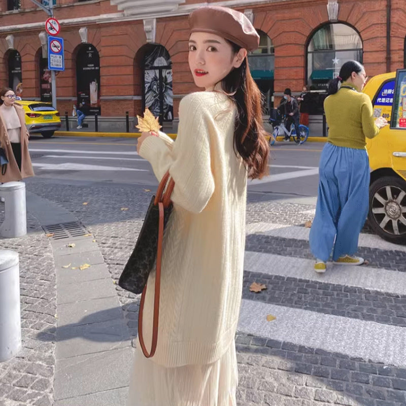 裾ティアードケーブルニットワンピース(3colors)