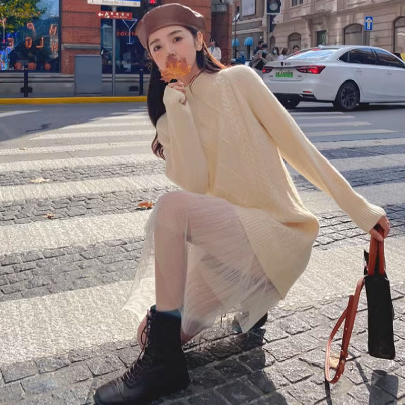 裾ティアードケーブルニットワンピース(3colors)