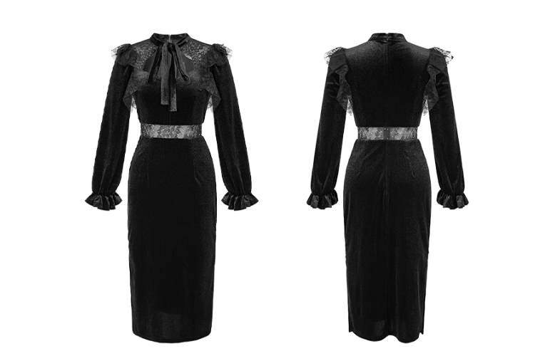 ウエストコンシャスボウタイベロアワンピース