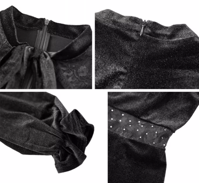 ウエストコンシャスボウタイベロアワンピース