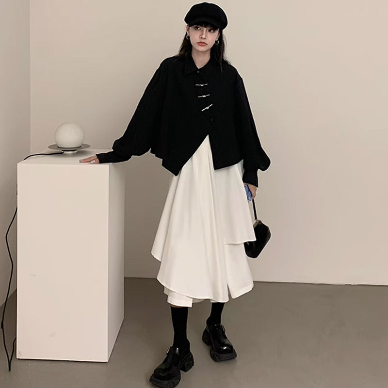 アシンメトリーモードブラウス