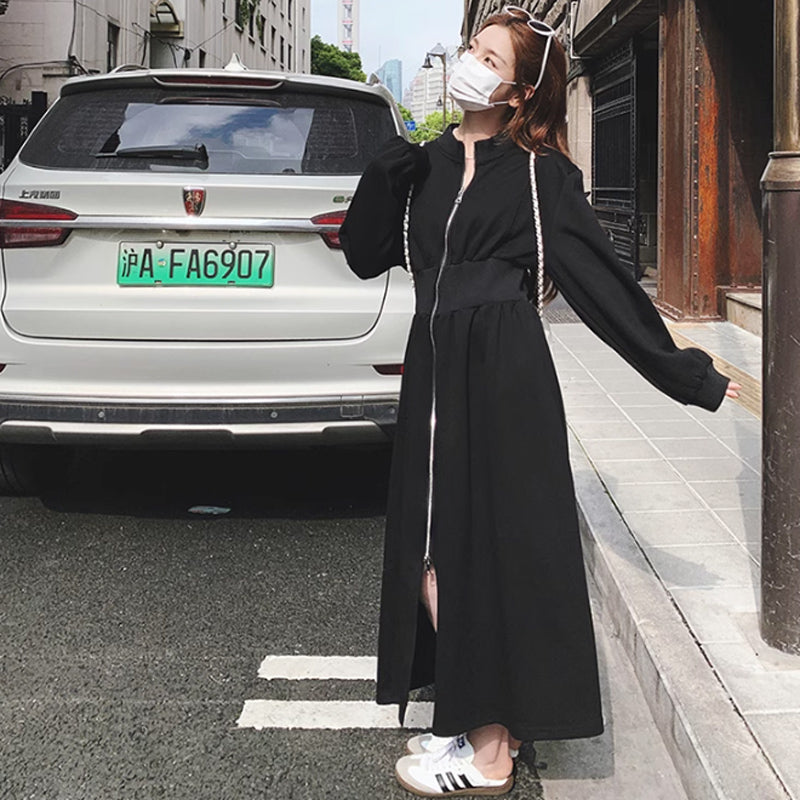 センタージップスウェットワンピース