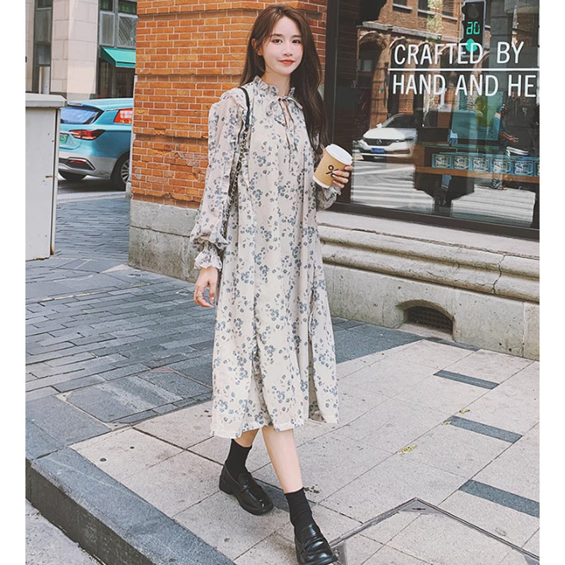 フリルフラワーシフォンワンピース