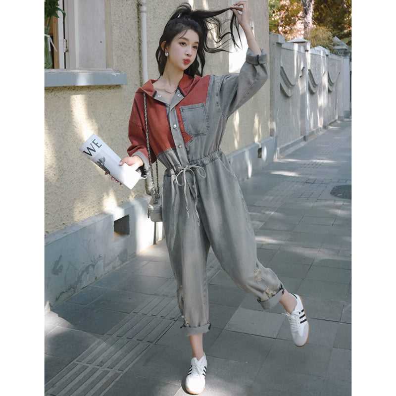 ダメージデニムオールインワン