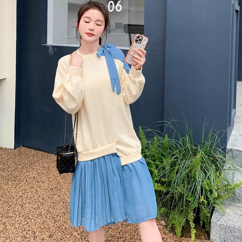 アシンメトリーショルダーリボンワンピース