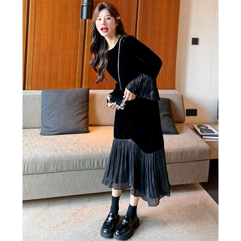 フィッシュテールブラックワンピース